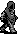Cloacked pixelated sprite running animation.